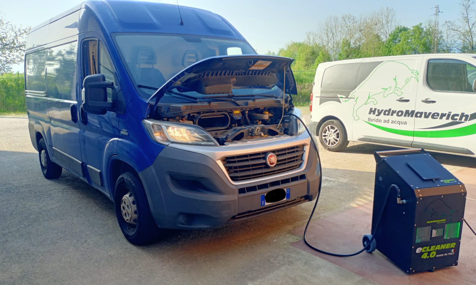 FIAT DUCATO ENGINE DECARBONISATION WITH HYDROMAVERICH ECLEANER HYDROGEN